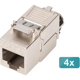 Digitus Keystone-Modul Cat. 8.1, geschirmt, 4 Stück silber, werkzeugfreier Montageanschluss