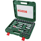 Bosch Heimwerken & Garten 1/4" + 1/2" Ratschen Set mit Steckschlüsseln, 60-teilig grün, Drehmoment bis 768 Nm, im Koffer