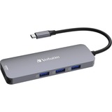 Verbatim USB-C Pro Multiport-Hub CMH-08, 8 Port, Dockingstation grau, 2x HDMI, 3x USB-A, USB-C PD, SD, microSD