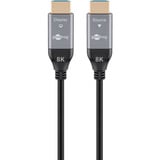 goobay Optisches Hybrid Ultra High-Speed HDMI Kabel (AOC) 8K / 60Hz schwarz/grau, 50 Meter, 48 Gbit/s