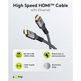 goobay Plus High-Speed-HDMI-Kabel mit Ethernet, 4K @ 60Hz grau, 1 Meter