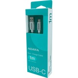 ADATA USB 3.2 Gen 1 Kabel, USB-A Stecker > USB-C Stecker silver weiß/silber, 1 Meter, Aluminium