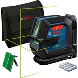 Bosch Linienlaser GLL 2-15 G Professional, mit Baustativ, Kreuzlinienlaser blau/schwarz, Halterung, grüne Laserlinien