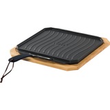 Cozze Gusseisenpfanne 33 x 33cm, mit Holzbrett schwarz, abnehmbarer Stiel