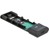 DeLOCK Externes USB Type-C Combo Gehäuse für M.2 NVMe PCIe oder SATA SSD, Laufwerksgehäuse schwarz, werkzeugfrei