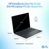 HP OmniBook Ultra Flip 14-fh0079ng, Notebook grau, Intel® Core™ Ultra 7 258V, Intel® Arc™ Graphics, 32 GB LPDDR5X, 2 TB (2 TB SSD), Windows 11 Home 64-Bit