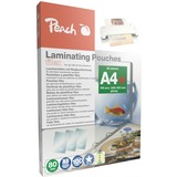 Peach Laminierfolie A4 80mic PP580-21, Folien glänzend, 100 Stück, abheftbar