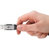 goobay Ethernet-Kabel USB-A 3.2 Gen1 Stecker > RJ-45 Stecker schwarz/silber, 1,5 Meter, geflochtener Textilmantel