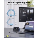 goobay Ethernet-Kabel USB-A 3.2 Gen1 Stecker > RJ-45 Stecker, LAN-Adapter schwarz/silber, 1,5 Meter, geflochtener Textilmantel