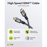 goobay Plus High-Speed-HDMI-Kabel mit Ethernet, 4K @ 60Hz grau, 10 Meter