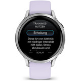 Garmin Venu 4 - 41 mm, Smartwatch silber/grau, Silikon-Armband in lavendelblau