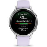 Garmin Venu 4 - 41 mm, Smartwatch silber/grau, Silikon-Armband in lavendelblau