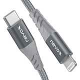 Nevox USB 2.0 Adapterkabel, USB-C Stecker > Lightning Stecker silber/grau, 1 Meter, PD, gesleevt