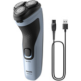 Philips Shaver 3000X Series, Rasierer hellblau/schwarz,  USB-A-Ladeanschluss 
