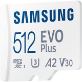 SAMSUNG EVO Plus 512 GB microSDXC (2021), Speicherkarte weiß, UHS-I U3, Class 10, V30, A2