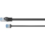 goobay Ultraflexibles Cat.6a Patchkabel slim, U/FTP schwarz, 2 Meter, extrakurze Stecker