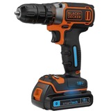 BLACK+DECKER Akku-Bohrschrauber BDCDC18KST, 18Volt schwarz/orange, Transportkoffer, smart tech Li-Ionen Akku (1,5Ah)