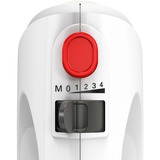 Bosch Home Handmixer CleverMixx MFQ2600W weiß/rot, 375 Watt, mit Schüssel und Geräteständer