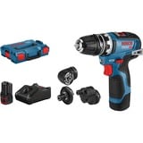 Bosch Professional Akku-Bohrschrauber GSR 12V-35 FC Professional, 12Volt blau/schwarz, 2x Li-Ionen Akku 3,0Ah, mit FlexiClick Aufsätzen, L-BOXX
