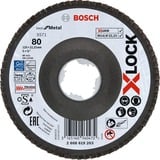 Bosch X-LOCK Fächerscheibe X571 Best for Metal, Ø 125mm, K80, Schleifscheibe Bohrung 22,23mm, abgewinkelt
