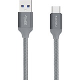 Nevox USB 3.2 Gen 1 Kabel, USB-A Stecker > USB-C Stecker grau, 2 Meter, gesleevt
