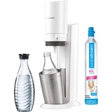 SodaStream CRYSTAL 2.0, Wassersprudler weiß, inkl. 1 Glaskaraffe + 1 CO₂-Zylinder