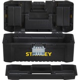 Stanley Kunststoffbox Essential, 16", Werkzeugkiste schwarz/gelb, mit Organizer u. Metallschließen