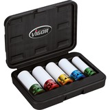 VIGOR Schlagschrauber-Steckschlüssel-Satz, 5-teilig SW 15mm - 22mm, für Alufelgen