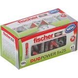 fischer Dübel DUOPOWER 5x25 LD hellgrau/rot, 100 Stück