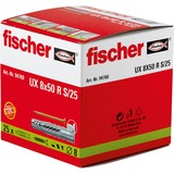 fischer Universaldübel UX 8x50 R S/25 hellgrau, 25 Stück, mit Schraube