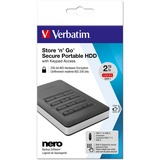 Verbatim Store 'n' Go Secure Portable, Externe Festplatte schwarz/silber, USB-C 3.2 (5 Gbit/s)