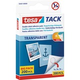 tesa Tack transparent, doppelseitige Kebepads, Big Pack, Kleber weiß, 200 Stück