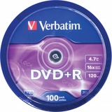 Verbatim DVD+R 4,7 GB, DVD-Rohlinge 16fach, 100 Stück