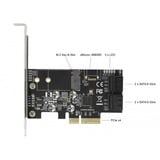 DeLOCK 4 Port SATA und 1 Slot M.2 Key B PCI Express x4 Karte - Low Profile Formfaktor, Adapter 