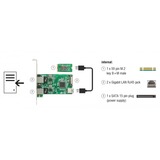 DeLOCK Konverter M.2 Key B+M Stecker > 2 x Gigabit LAN, LAN-Adapter 