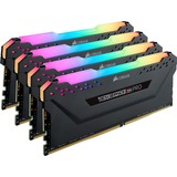 Corsair DIMM 32 GB DDR4-3600 (4x 8 GB) Quad-Kit, Arbeitsspeicher schwarz, CMW32GX4M4C3600C18, Vengeance RGB PRO, INTEL XMP