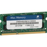 Corsair SO-DIMM 4 GB DDR3-1333, für Mac , Arbeitsspeicher CMSA4GX3M1A1333C9, Lite Retail