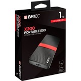 Emtec X200 Portable SSD 1 TB, Externe SSD schwarz/rot, USB-C 3.2 Gen 1 (5 Gbit/s)