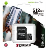 Kingston Canvas Select Plus 512 GB microSDXC, Speicherkarte schwarz, UHS-I U3, Class 10, V30, A1