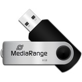 MediaRange Flexi-Drive 8 GB, USB-Stick schwarz/silber, USB-A 2.0