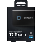 SAMSUNG Portable SSD T7 Touch 1TB, Externe SSD schwarz, USB-C 3.2 Gen 2 (10 Gbit/s), extern
