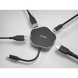 D-Link DUB-M420 4‑in‑1 USB‑C Hub mit HDMI/USB‑C Ladeanschluss, USB-Hub schwarz/silber