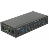 DeLOCK Externer Industrie Hub 7 x USB 3.0 Typ-A, USB-Hub schwarz, mit 15 kV ESD Schutz