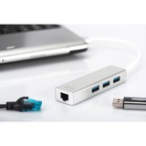 Digitus USB 3.0 3-Port Hub mit Gigabit LAN, USB-Hub weiß