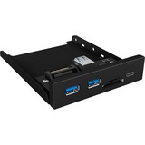 ICY BOX IB-HUB1417-i3, Frontpanel schwarz, 1x USB Type-C, 2x USB Type-A, Kartenleser