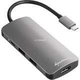 Sharkoon USB 3.0 Type C Multiport Adapter , Dockingstation dunkelgrau, USB-C, HDMI, MicroSD, SD