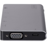 Digitus Type-C Multiport Travel Dock, Dockingstation grau, HDMI, VGA, Kartenleser, RJ-45