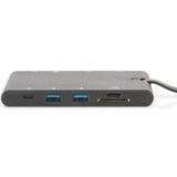 Digitus Universal Travel Docking Station, Dockingstation schwarz, HDMI, USB, USB-C, VGA, RJ-45, Kartenleser