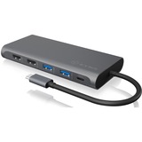 ICY BOX IB-DK4050-CPD, Dockingstation anthrazit, USB-C, HDMI, DisplayPort