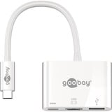 goobay USB 3.2 Gen 1 Multiport-Hub, USB-C Stecker > USB-A + USB-C + HDMI Buchse, Adapter weiß, 15cm, PD, Laden mit bis zu 60 Watt